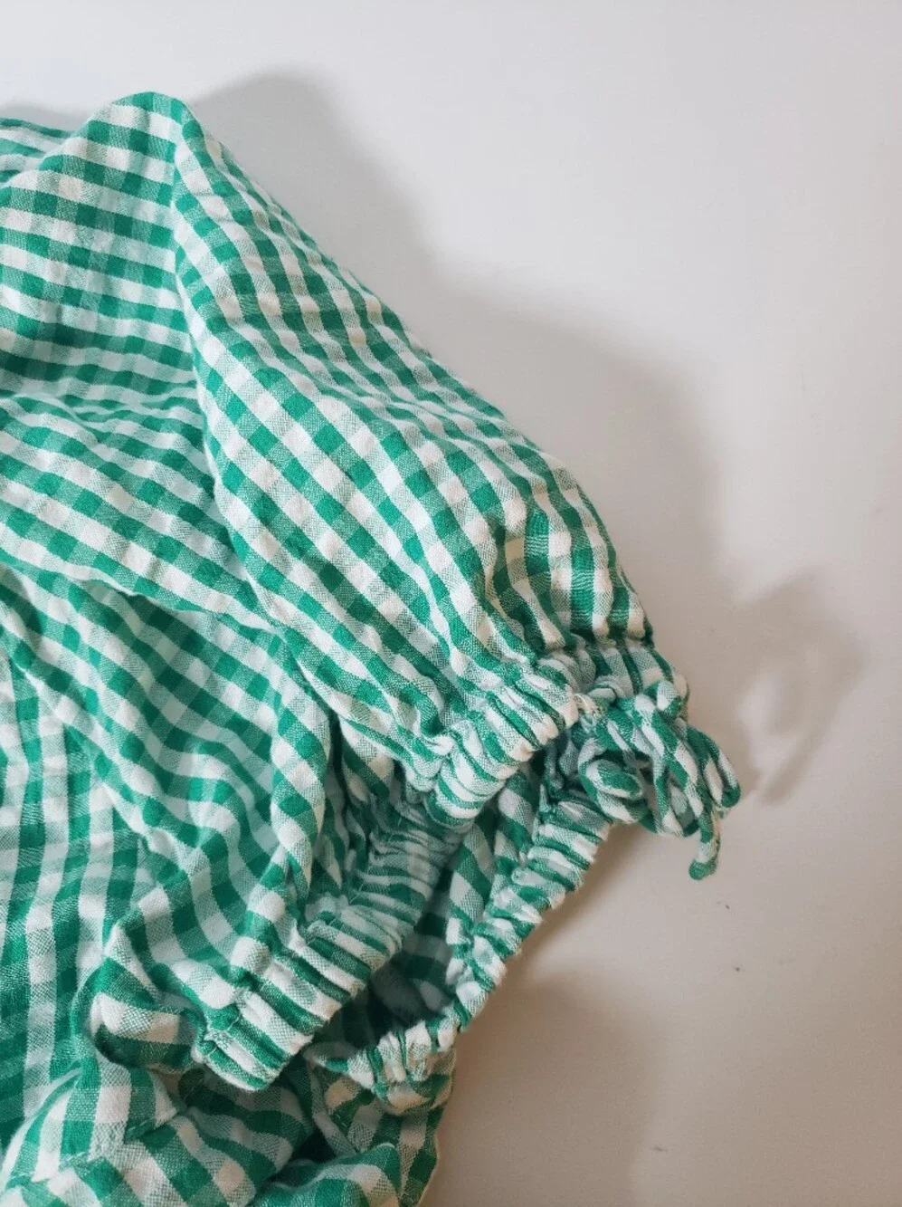 Free People Farley Gingham Tunic Mini Shirt Dress L Puffed Tie Sleeves Cottage